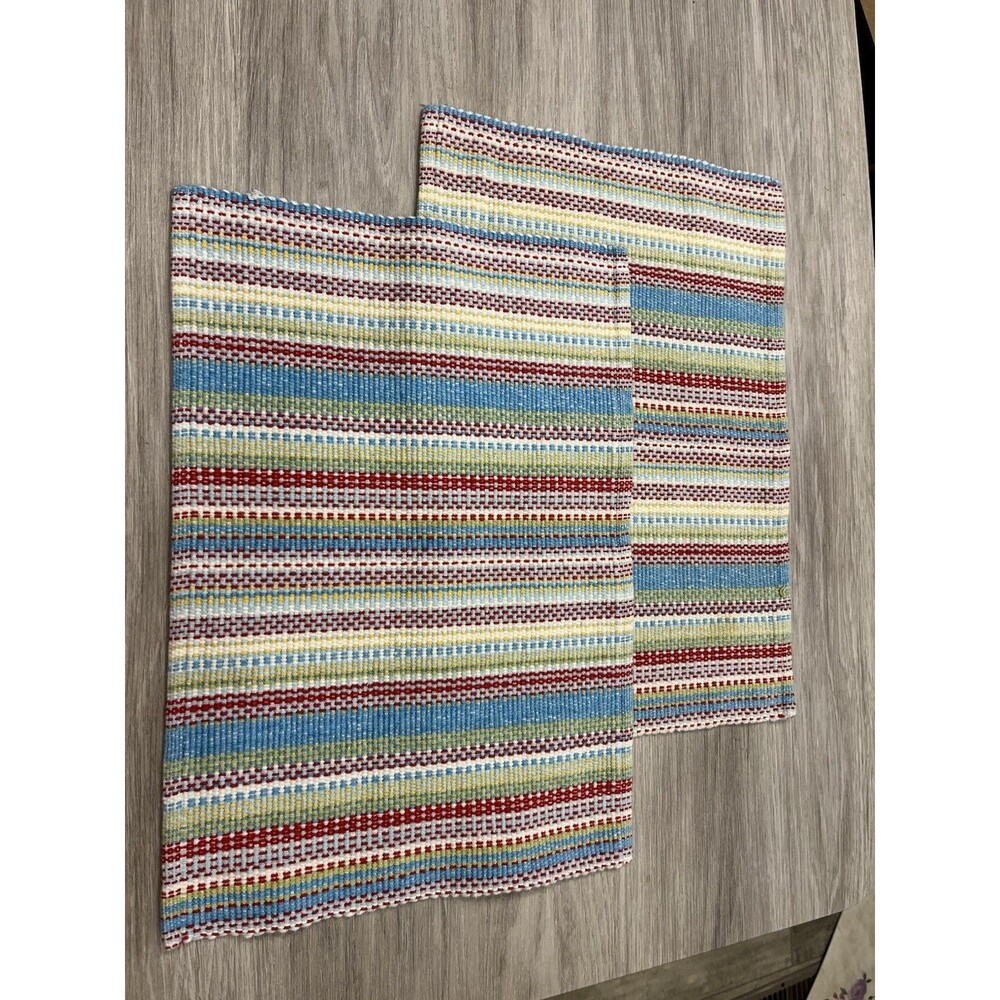 Set Of 2 Pioneer Woman Placemats CLASSIC CHUNKY STRIPE Multicolor 12”X17 1/2”